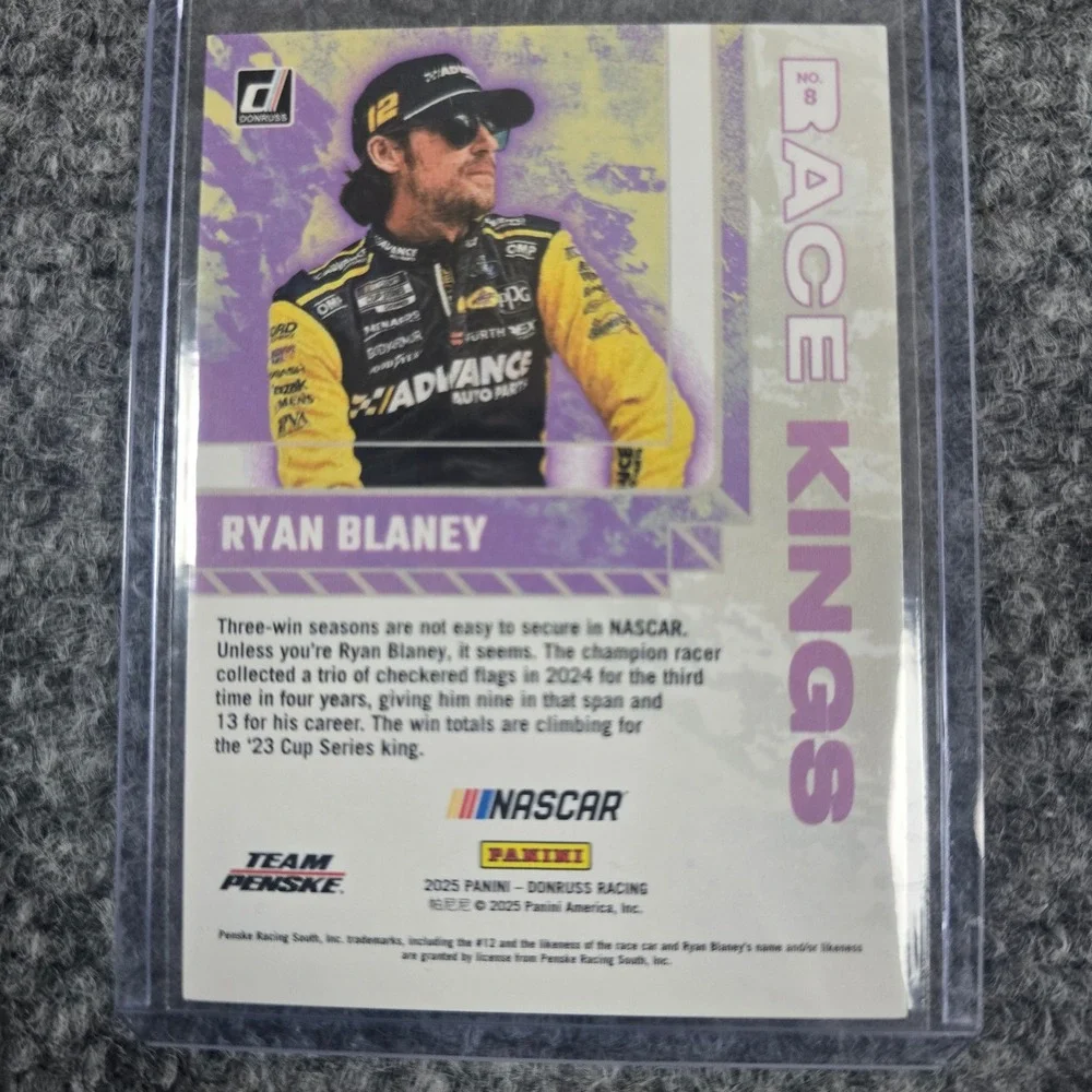 2025 Panini Donruss Racing Ryan Blaney Race Kings Red Parallel 004/149 #8 - Picture 2 of 2